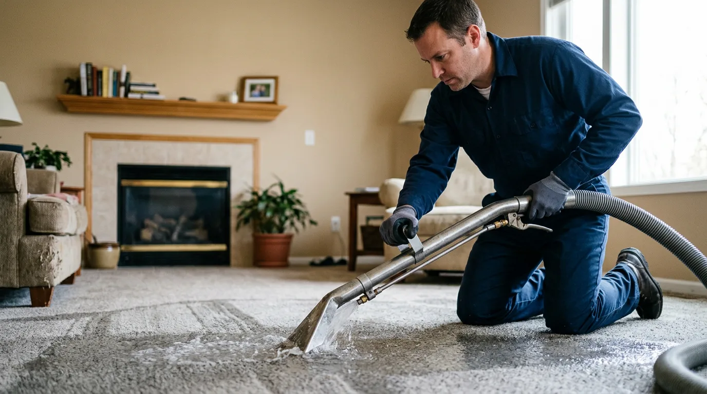 Water damage restoration technician working near Manchester, IA